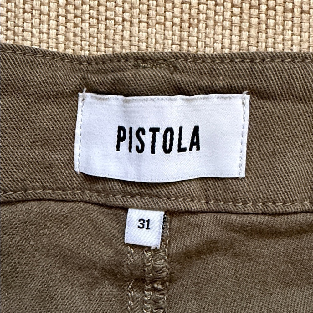 Pistola Utility Shorts Khaki Rear Flap Button Close pockets 3.5” inseam - Picture 6 of 12